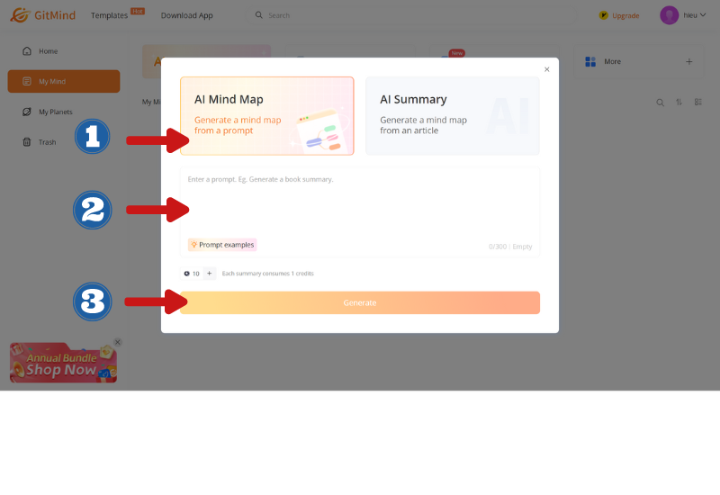 Tao mindmap tu dong bang AI voi Gitmind 3